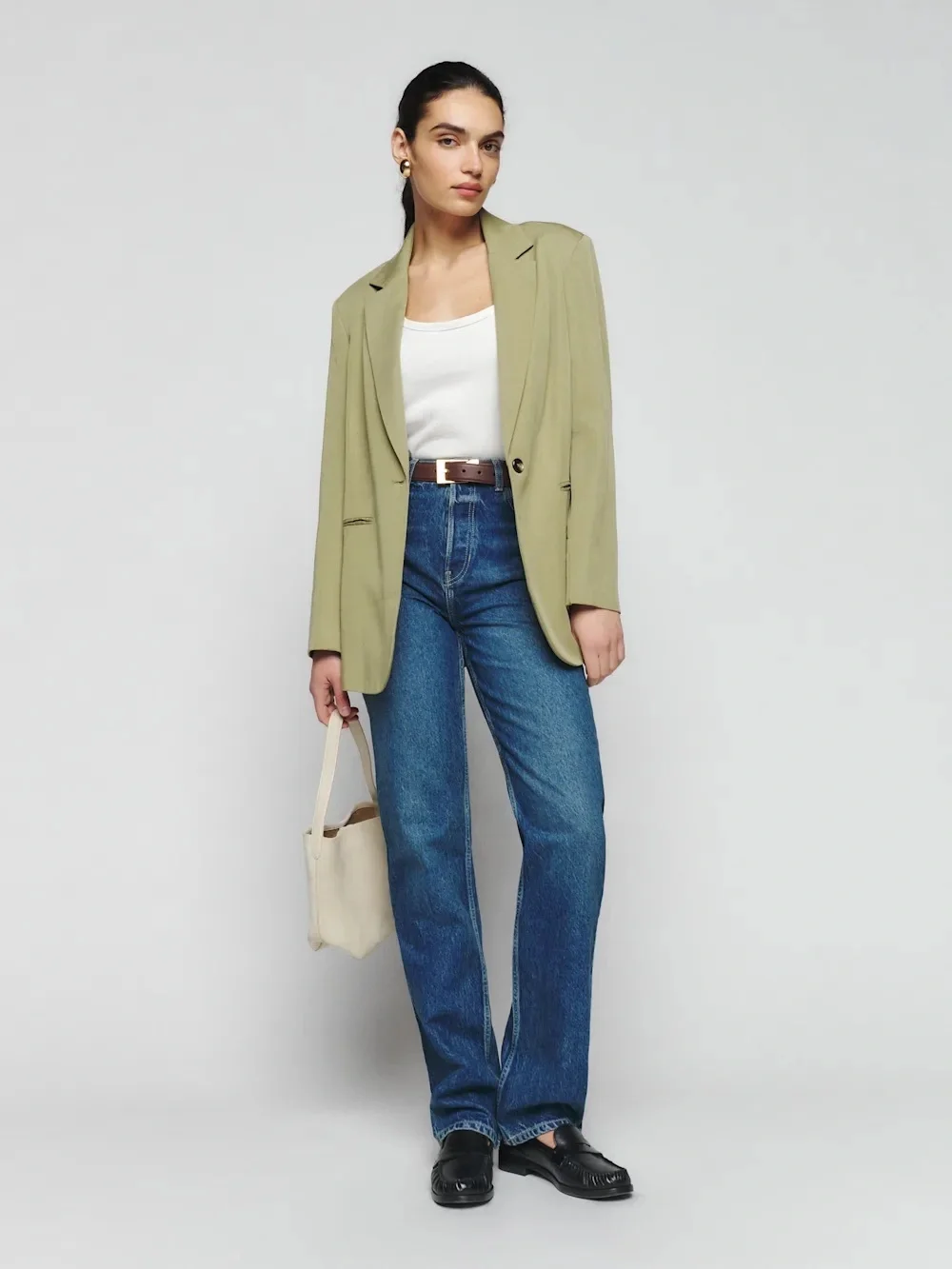 Reformation Classic Relaxed Blazer S Olive Oil - Picture 2 of 11